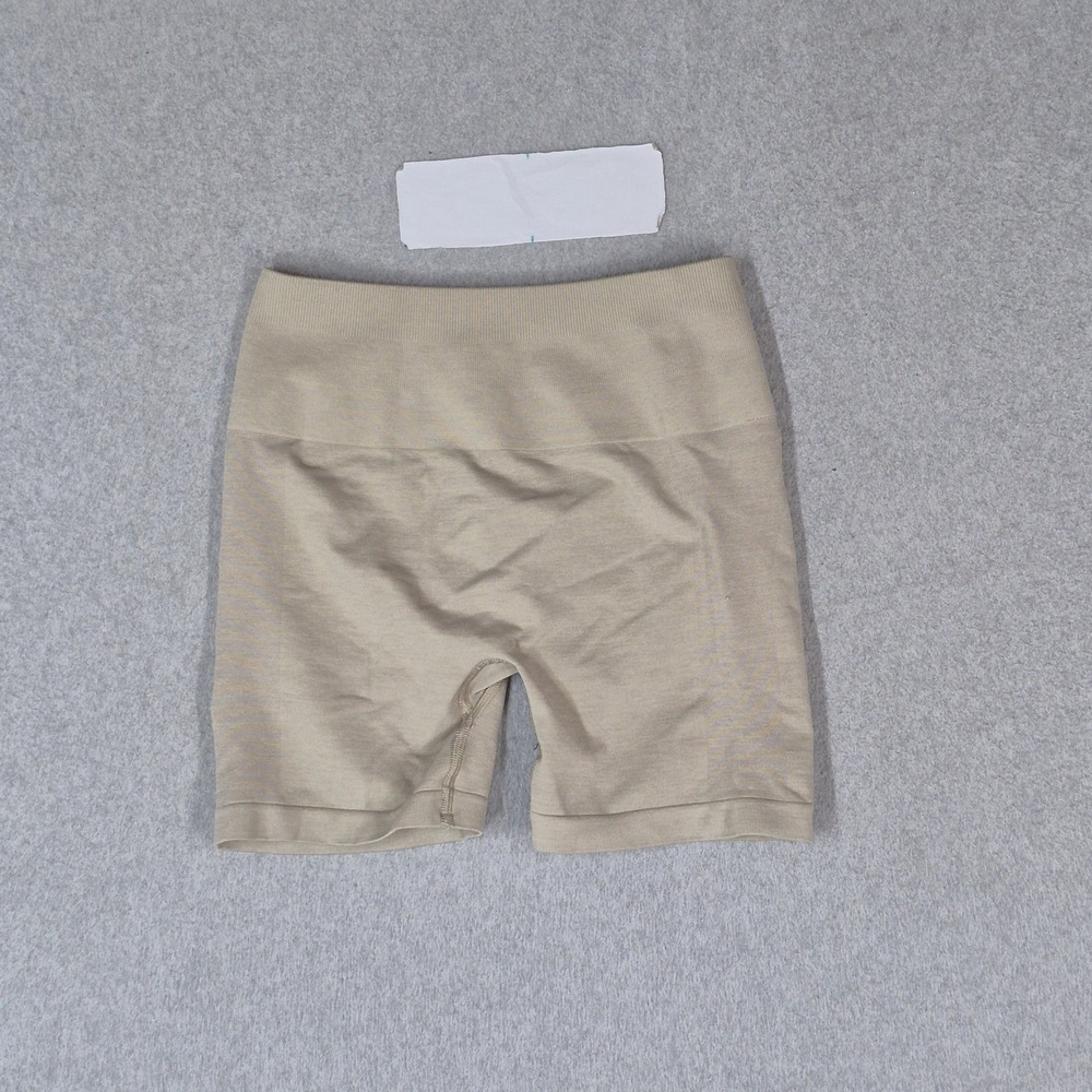 Alphalete Women Activewear Shorts SMALL Beige Shorts Biker Logo Slim 7" Inseam